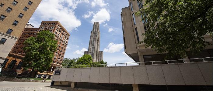 on campus near the Cathedral of Learning