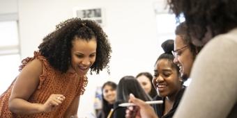 Professor assisting a student